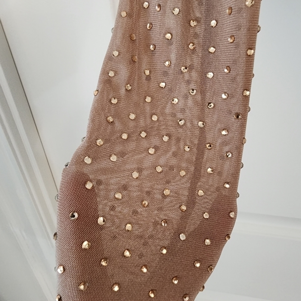 Windsor Tan Off the shoulder crop Top with Beading - Picture 5 of 5